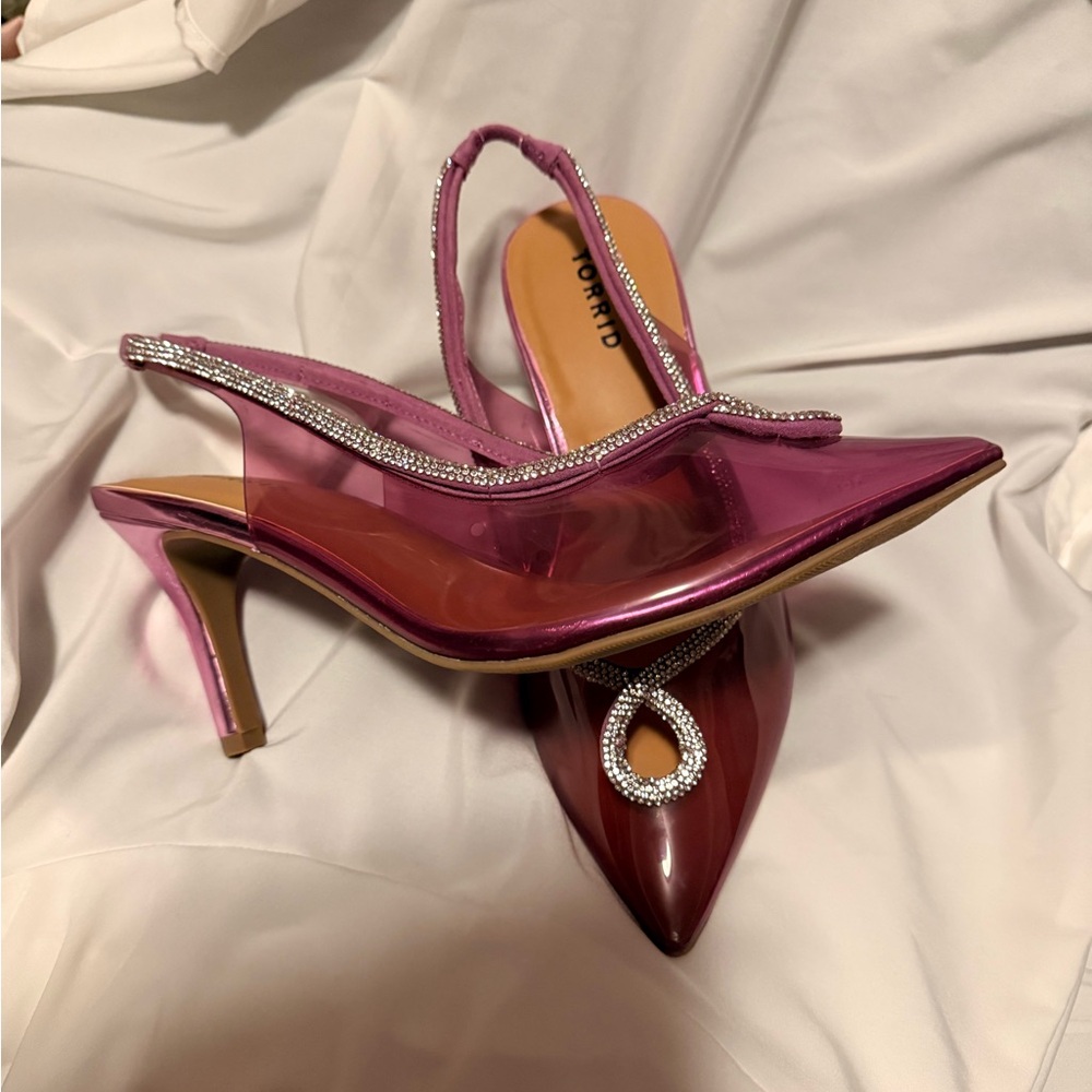 Torrid Burgundy Slingback Heels with Rhinestone Detail (10 wide) - Picture 4 of 9
